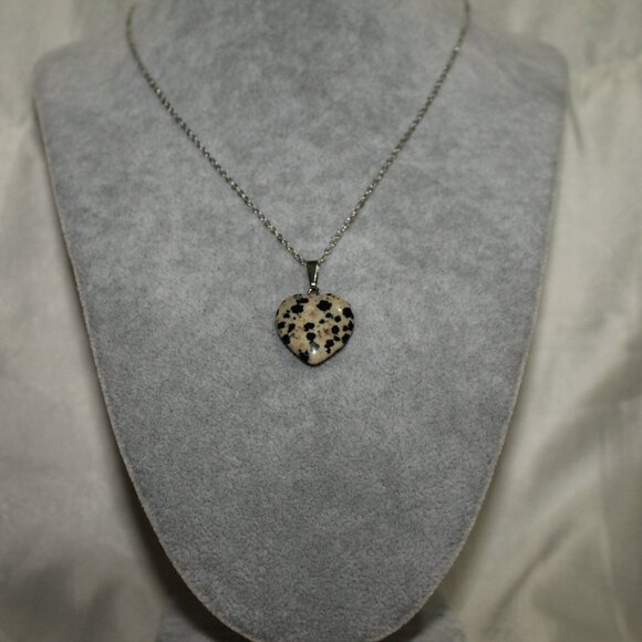 Jewelry - Dalmatian Jasper Heart Pendant Necklace – Natural Stone Good Vibes Jewelry